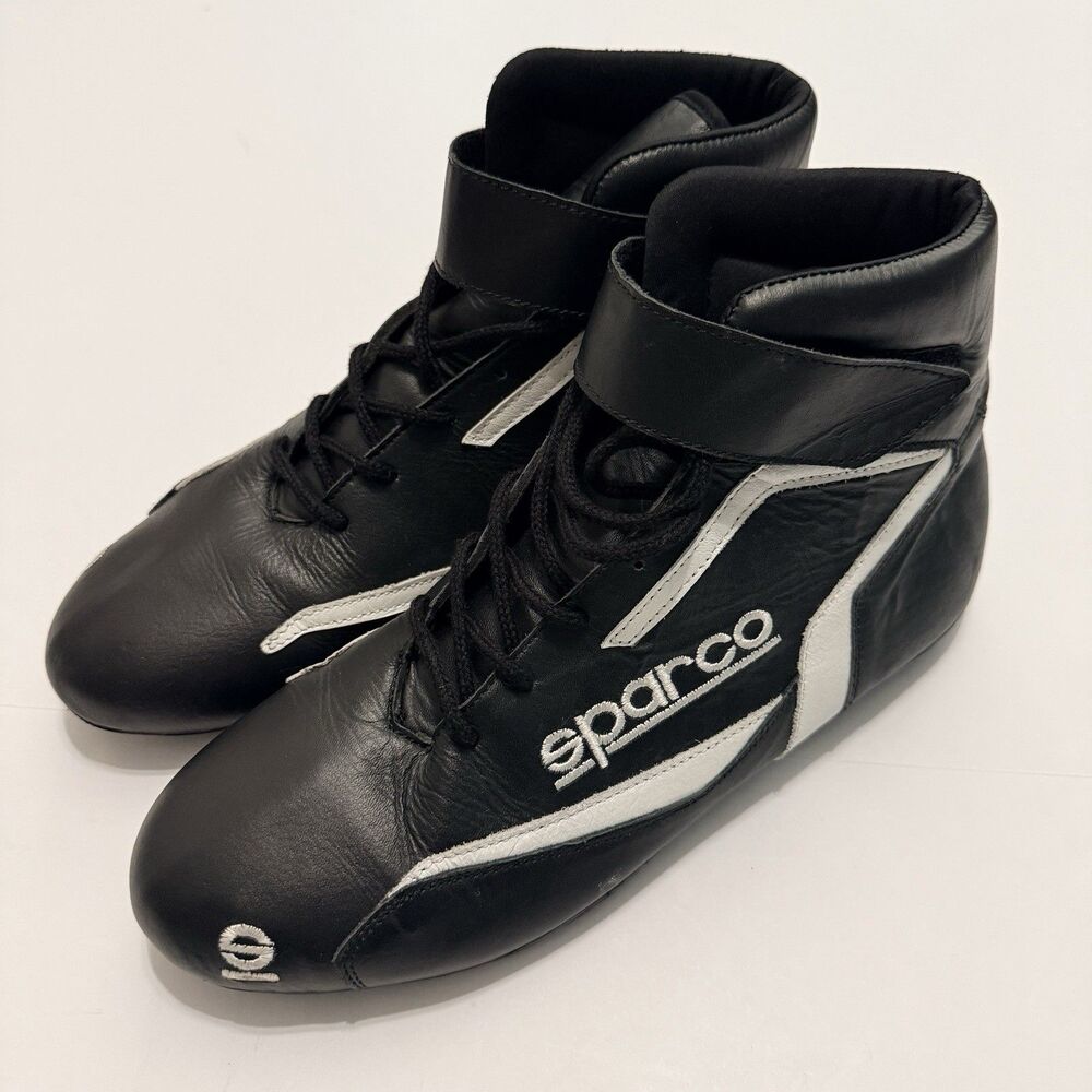Sparco Racing Boots Black Calfskin High‑Top Motorsport Driving EU 44 US 10.5